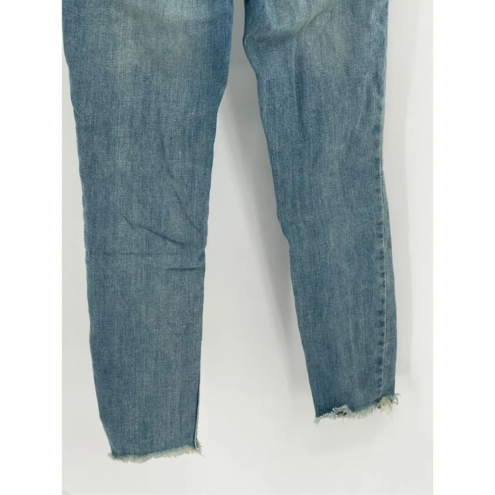 Free People Jeans Women‎ Size 26 Blue Distressed Low Rise Raw Hem